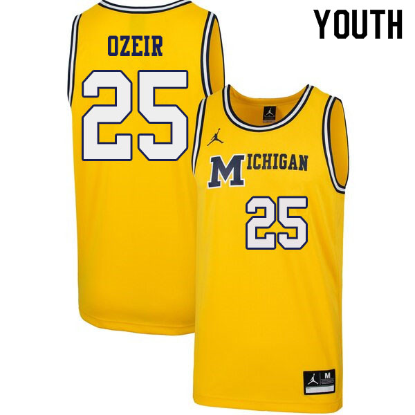 Youth #25 Naji Ozeir Michigan Wolverines 1989 Retro College Basketball Jerseys Sale-Yellow